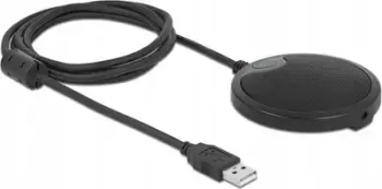 Mikrofon USB për konferencë DeLOCK 20672, omnidirekt, me USB‑A dhe dalje kufjeje, i zi