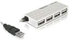 Hub USB 2.0 DeLOCK 87445, 4 porte USB Type‑A, kabllo 23 cm, transfert deri në 480 Mbps, i bardhë