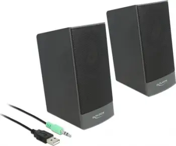 Altoparlantë për PC Delock Stereo 2.0, 3.5 mm, USB, të zinj