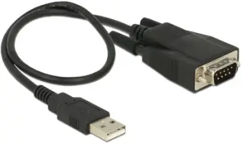 Kabllo Delock USB-A në RS-232, 0.35m, e zezë