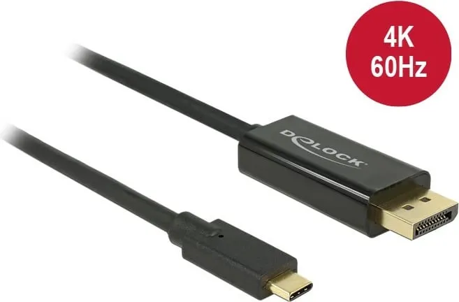 Kabllo DeLOCK 85256, 2 m, USB Type-C, DisplayPort, e zezë - 1