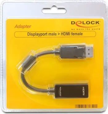 Adapter DisplayPort në HDMI DeLOCK 61849, 0.125 m, i zi
