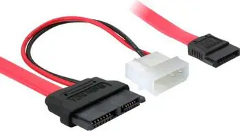 Kabllo SATA Slimline DeLOCK 84390, 30 cm, për Slim SATA, e kuqe / hirtë