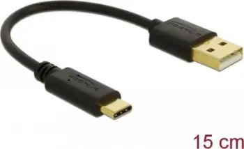 Adapter USB Delock 85354, USB A në USB C, 15 cm, i zi