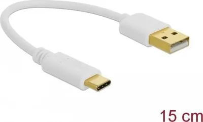Adaptor USB Delock 85355, USB A në USB C, 15 cm, i bardhë - 1