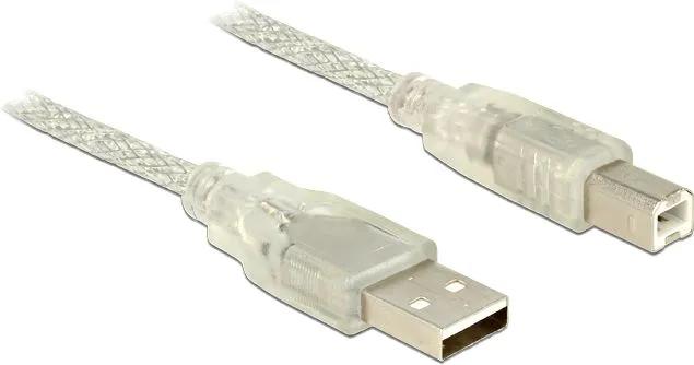 Kabllo Delock 83896, USB-A në USB-B, 5m, e tejdukshme - 1