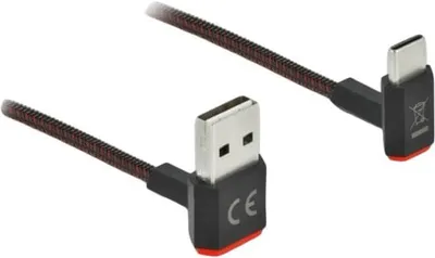 Kabllo USB Delock EASY USB 2.0, Type A në USB Type C këndore, 0.5 m, e zezë - 1