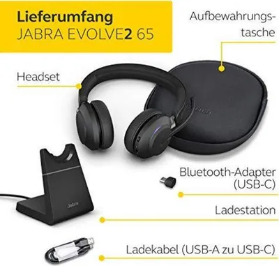 Kufje Jabra Evolve2 65 USB-A UC Mono, Bluetooth, të zeza - 7