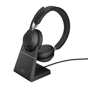 Kufje Jabra Evolve2 65 UC Stereo me stacion karikimi, të zeza