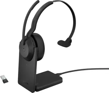 Kufje me mikrofon, Jabra, EV255M5 25599-899-989, wireless mono, me bazë karikimi dhe USB dongle, zeza