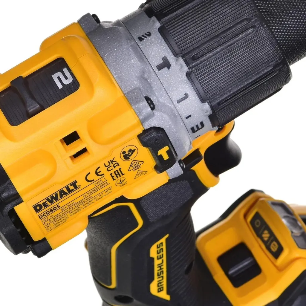 Kaçavidë goditëse DeWalt DCD805P2T QW, 18V, 2x 5.0Ah Li Ion, e verdhë - 6