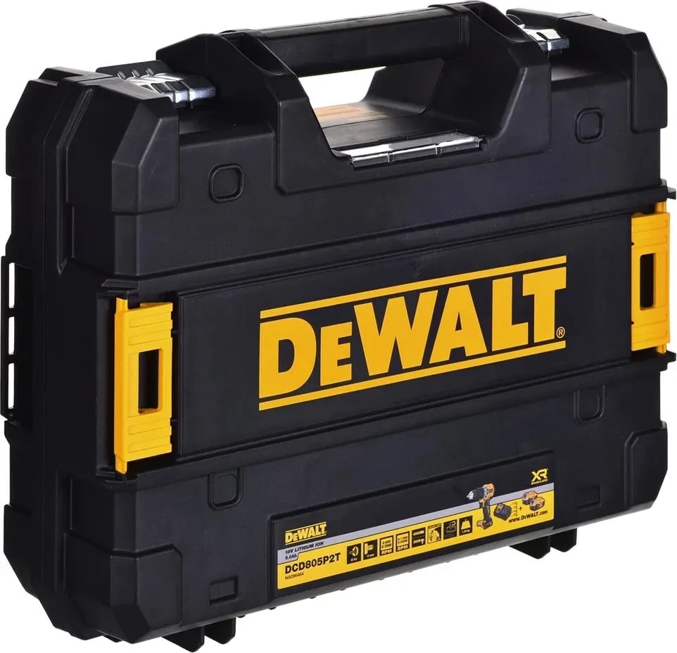 Kaçavidë goditëse DeWalt DCD805P2T QW, 18V, 2x 5.0Ah Li Ion, e verdhë - 8