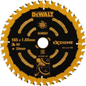 Teh sharre rrethore Dewalt, 165 x 20 mm