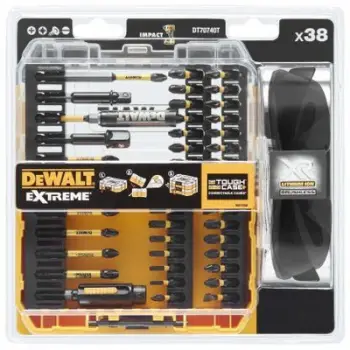 Set bitash Dewalt DT70740T, 38 pjesë, me kuti plastike, i verdhë