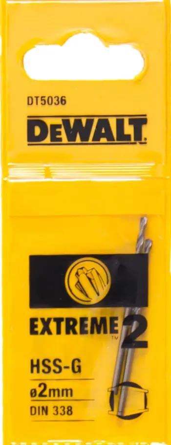 Set stërvitjesh për metal Dewalt EXTREME 2 DT5036, HSS cilindrike 2mm, 2 copë