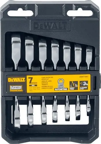 Set çelësa racë me kokë të hapur Dewalt, 7 pjesë, çelik krom vanadium