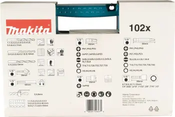 Set bitash e burgish Makita B-68432, 102 copë, me kuti plastike