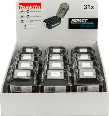 Set bitash Makita Impact Black 31 copë, 12 kuti ekspozuese