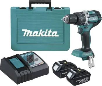 Kaçavidë me goditje Makita DHP484RTE, 2x5.0Ah/18V, me valixhe, blu/zezë