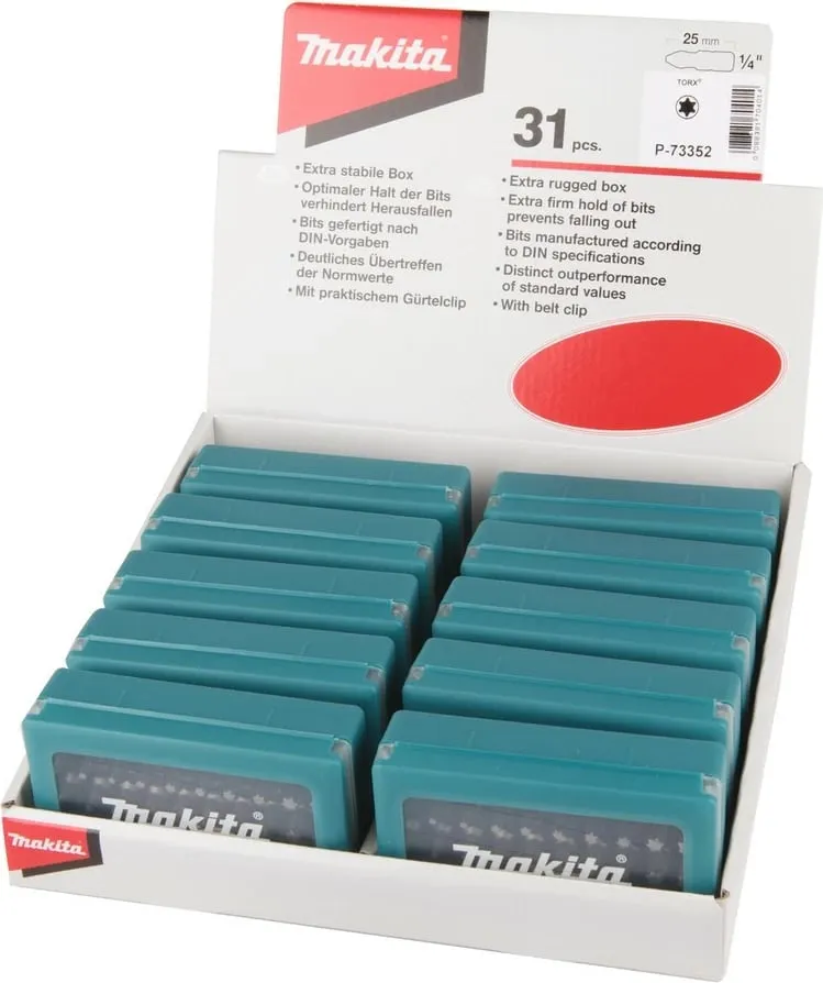 Set bitash Makita P-73352, 31 copë, me adapter, kuti plastike - 4