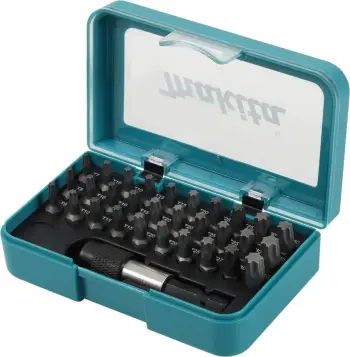 Set bitash Makita P-73352, 31 copë, me adapter, kuti plastike