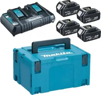 Set baterish Makita 18V Power Set MAKPAC, 4x5Ah Li Ion, karikues i dyfishtë DC18RD