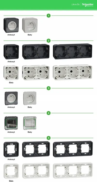 Bazë e fshehur Schneider Electric Mureva Styl MUR39108, 1x, IP55, e bardhë - 3