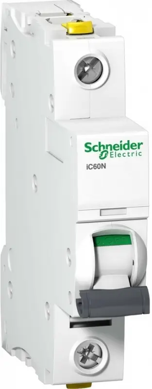Ndërprerës elektrik i qarkut Schneider - A9F04110, 1P, C, 10A, 6kA, AC, iC60N, i bardhë