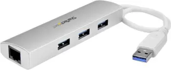 USB Hub StarTech.com ST3300G3UA, 3 porte + GbE, alumini, i argjendtë