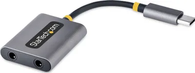 Adapter audio StarTech USB C në 2x 3.5mm, me mikrofon, i bardhë - 1