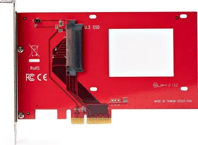 Kartelë adapteri StarTech.com U.3 në PCIe, PCIe 4.0 x4, për SSD 2.5" U.3 NVMe, e zezë - 5