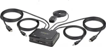 Ndërprerës KVM StarTech.com, 2 porta USB C, 4K 60Hz, DisplayPort, i zi
