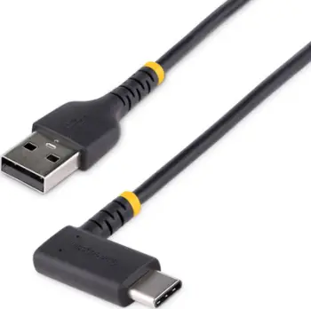 Kabllo karikimi StarTech.com USB A në USB C, 15cm, 3A, kënd i djathtë, i zi