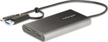 Adapter video StarTech USB C në 2x HDMI, 4K 60Hz, Power Delivery 100W, i zi
