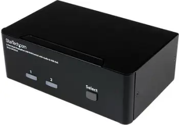Switch KVM me 2 porta DisplayPort dhe USB 2.0 Hub StarTech SV231DPDDUA, deri në 2560 × 1600 px , i zi
