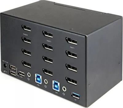 Switch KVM StarTech 2 porta, DisplayPort Quad Monitor, 4K 60Hz HDR, USB 3.0 - 1