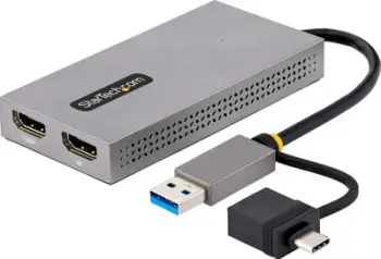 Adapter USB në Dual HDMI StarTech.com, USB A/C në 2x HDMI, 4K 30Hz dhe 1080p, i zi