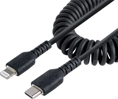 Kabllo USB C në Lightning StarTech.com, 1m, spiralore, e zezë - 1