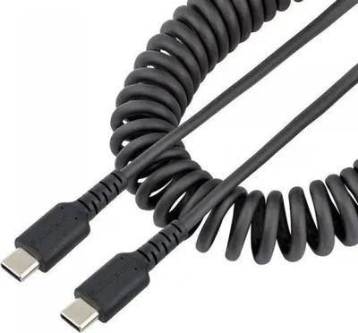 Kabllo karikimi StarTech.com USB C, spiralë 20", USB 2.0, e zezë - 1