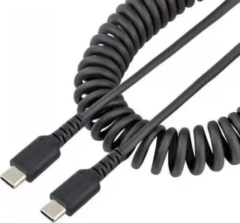 Kabllo karikimi StarTech.com USB C, spiralë 20", USB 2.0, e zezë