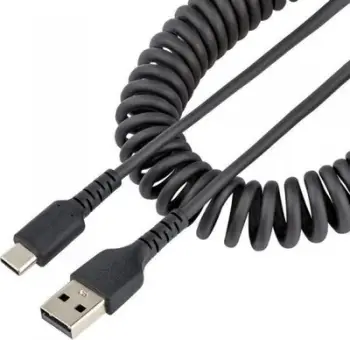 Kabull USB StarTech.com, USB A në USB C, 1m, spiral, i zi