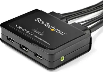 KVM switch StarTech 2 porta HDMI, 4K 60Hz, kabllo 1.2m, i zi
