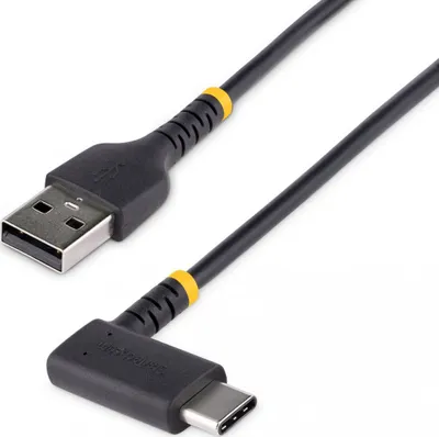 Kabllo karikimi StarTech.com, USB A në USB C, 30cm, kënd i djathtë, i zi - 1