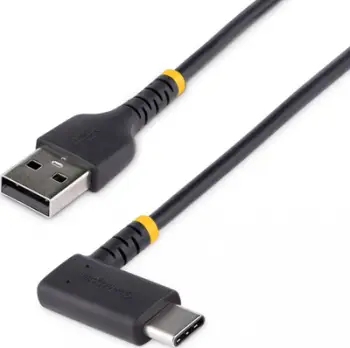 Kabllo karikimi StarTech.com, USB A në USB C, 30cm, kënd i djathtë, i zi