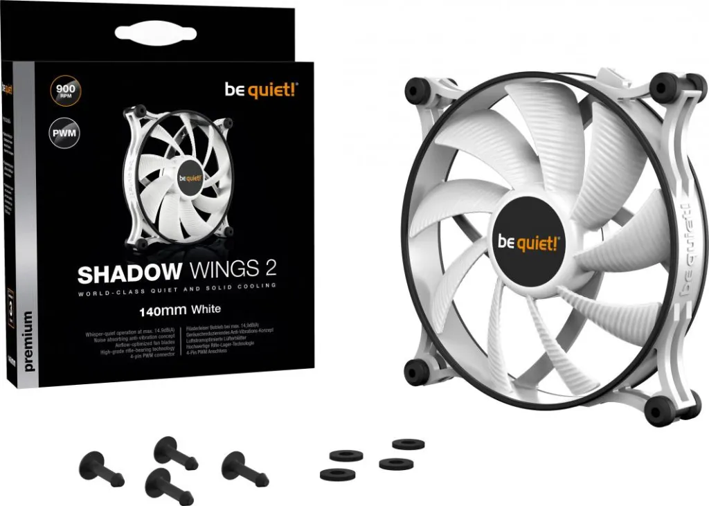 Ftohës be quiet! Shadow Wings 2, 140 mm, i bardhë - 5