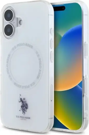 Mbështjellës U.S. Polo Assn. IML Ring MagSafe për iPhone 16, Bardhë
