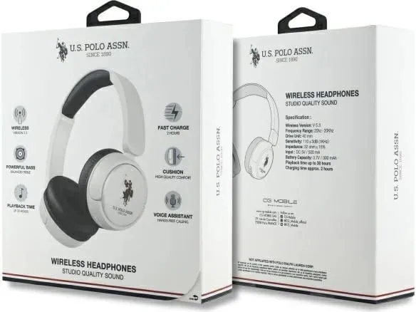 Kufje Bluetooth US Polo Assn. USHPV6PUNH, on-ear, të bardha, DH Color Logo - 4