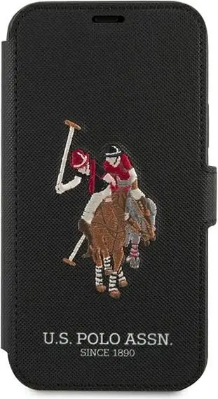 Mbështjellës U.S. Polo Assn. USFLBKP12LPUGFLBK për iPhone 12 Pro Max, Polo Embroidery, i zi