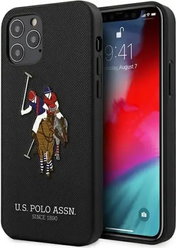 Mbështjellës U.S. Polo Assn. Polo Embroidery për iPhone 12/12 Pro 6.1", i zi