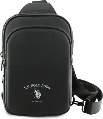 Çantë crossbody për telefon US Polo Assn Petit Pique Crossbody Arch, najlon, e zezë